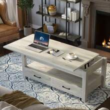 Coffee Table Lift Top Coffee Table with Drawers and Hidden Compartment Living Room Table with Wooden Lift Tabletop for Living Room Grey - Gris - Ver 3