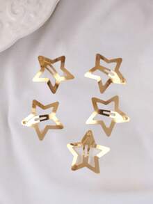 10 Pcs Ladies Golden Star Pattern BB Hair Clips Pentagram Hair Barrettes Hair Slides Cute Daily Hair Styling Accessories For School Casual Party, Hair Accessories, Beach, Accessories For Women - Star-shaped Hair Clip - View 5