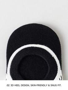 1双男士黑白眼睛图案抽象艺术设计透气棉混纺防滑船袜，适合旅行、居家、办公、节日送礼 - 黑與白 - 查看 7