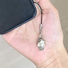 12 pièces Fleur Crâne Charms de Téléphone, Pendentif Polyvalent Doux et Cool, Décoration de Suspension de Téléphone de Haute Qualité, Cordon de Téléphone Anti-Perdu - argent - Voir 10