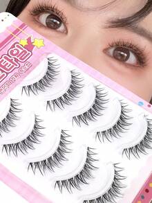 5 Pairs Korean & Japanese Style Criss-Cross Mermaid Tail Invisible Transparent False Eyelashes, Customizable Daily Makeup Eyelashes - View 1