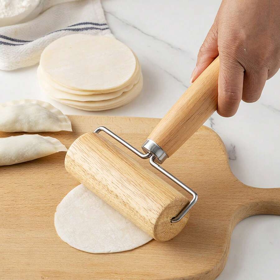 1 pieza Rodillo de madera, rodillo de madera maciza para masa de empanadillas, herramienta de cocción de rodillo de harina de roble - Ver 1