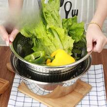 Bộ rổ và chậu rửa bằng thép không gỉ 2 trong 1, rổ rửa dày đa năng và chậu rửa rau củ. - Chậu rửa đặc + chậu rửa rò rỉ - Xem 3