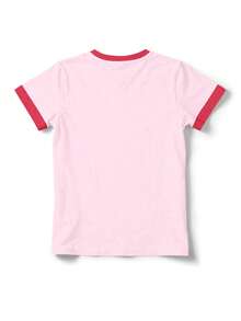 SHEIN X SCOOBY-DOO Llegada de la camiseta de colaboración, que muestra la moda y la dulzura de la parte superior de la colaboración, creando un atuendo adorable, vibrante y elegante - Rosa - Ver 4
