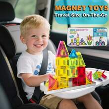 Mini Magnetic Tiles, One Box (25/40PCS) Magnetic Building Blocks With Iron Box, Magnet Toys Travel Size On-The-Go Construction Set STEM Travel Toys For Boys And Girls Ages 3+ - Random Color - View 9