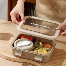 三格便当盒，微波炉便当盒带汤碗，高品质餐食准备容器，适用于办公室/家庭使用 - 彩色 - 查看 5