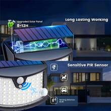 70 LED White Solar Powered Motion Sensor Lights, IP65 Waterproof Outdoor Wall Lamp, 3 Working Modes, Suitable For Garden/Patio/Commercial Area Lighting, Holiday/Father's Day/Mother's Day Gift - White Light - View 5