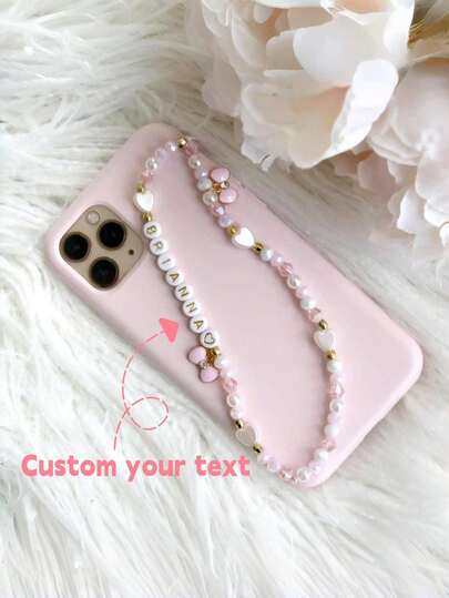 1pc Customizable Phone Charm Bracelet – Tailored Text, Chic And Functional, Great For Daily Life, Phones, Keys, Or Bags, Creative Personalized Gift For Family And Friends