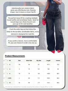 （棉质款可选）女士复古毛边阔腿牛仔裤，休闲黑色，春季款 - 黑色 - 查看 9