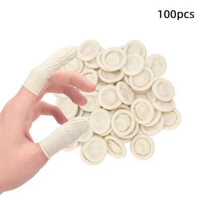 100 chiếc/gói Bao ngón tay bảo vệ dùng một lần, chất liệu cao su tự nhiên, chống trượt, chống tĩnh điện, ống bọc ngón tay bằng latex, dụng cụ bền.