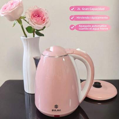 Hervidor eléctrico.  2L de gran capacidad, alta potencia de 1000W,  Agua hirviendo rápida, Corte automático de energía cuando el agua hierve.