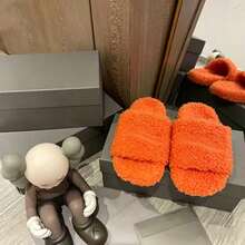 Women's Outdoor Furry Slippers 2026, Lamb Wool Thick-Soled Slip-On Slippers, Casual Home Non-Slip Furry Slippers - 黑色 - 查看 5