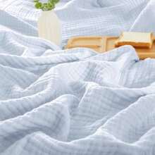 PHF Manta de muselina 100% algodón tamaño Queen 90 x 90 pulgadas 4 capas ligera de gasa transpirable minimalista y suave como una nube para cama sofá camping y bebé color Agua Antigua regalo - 05  Agua antigua - Ver 8