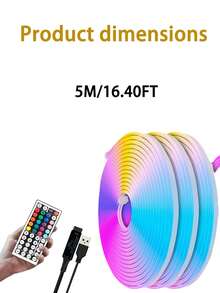 Bandes lumineuses LED multicolores avec télécommande, lumières au néon DIY avec USB, effets segmentés RVB, convient pour la décoration de la chambre, l'intérieur de l'armoire, le cadre du miroir de vanité, le bas du canapé, la vitrine de la boutique, le chemin du jardin, l'éclairage décoratif pour Halloween, Noël et d'autres fêtes ou l'éclairage au néon quotidien de la maison - Néon - Voir 16