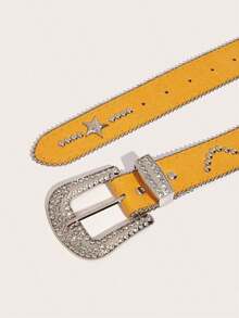 SGIAWETA-1pc Men's Silver Punk Rock Y2K Studded Colorful Sunflower Belt, Versatile Casual Wear Autumn-Winter Accessories,Suitable Teens, Youth,Men,Casual, Outdoor, Athletic, Vacation, Graduation Gifts, Birthday, Daily Wear-Birthdaygift - Yellow - View 7