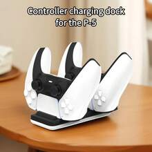 Estación de carga dual para controlador P5, cargador rápido de 2H con protección contra sobrecarga, entrada Tipo-C, diseño antideslizante, compatible con 5 controladores DualSense - Ver 2