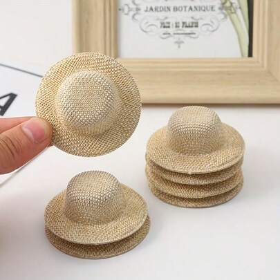 5/10 chiếc mũ vải màu be, họa tiết giả cỏ, thích hợp cho sân khấu, đám cưới, trang trí tiệc, đạo cụ mũ thu nhỏ dùng được quanh năm, phụ kiện thủ công, thiết kế đơn giản, chất liệu tự nhiên, thẩm mỹ cổ điển, phong cách Bohemian, chất liệu nhẹ.