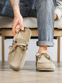Dép lê cao cổ mùa hè cho nam, giày lười đế dày, dép công sở unisex. - Màu be - Xem 5