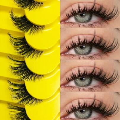 7 cặp mi giả nửa mắt mèo mềm mại, nhẹ nhàng, mi giả 3D ngắn tự nhiên, phần đuôi dài tạo vẻ ngoài tự nhiên, dùng để trang điểm hàng ngày, có thể tái sử dụng, phù hợp cho phụ nữ khi hẹn hò, dự tiệc và các dịp khác, quà tặng mi giả