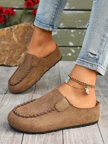 2026 Thick Sole Mule Sandals, Closed Toe Slip-On Retro Women Slippers For Spring/Summer - Camel - View 3