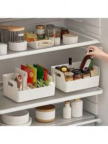 1pc Transparent Plastic Seasoning Storage Box With Adjustable Dividers - Multi-Functional Kitchen Storage Box, Suitable For Seasonings, Snacks And Small Items - Suitable For Countertop Use, Detachable Divided Seasoning Rack, Large Capacity Suitable For Refrigerator, Cabinet And Living Room Countertop Storage, Kitchen And Outdoor Camping Seasoning Storage Box - Multicolor - View 3