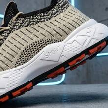 Tenis para hombre deportivos de malla tejida transpirable calzado informal ligero con cordones zapatos para hombre de moda urbana con suela gruesa antideslizante calzado cómodo con amortiguación para caminar y correr estilo casual moderno para primavera y verano resistente al desgaste y suave - Caqui - Ver 6
