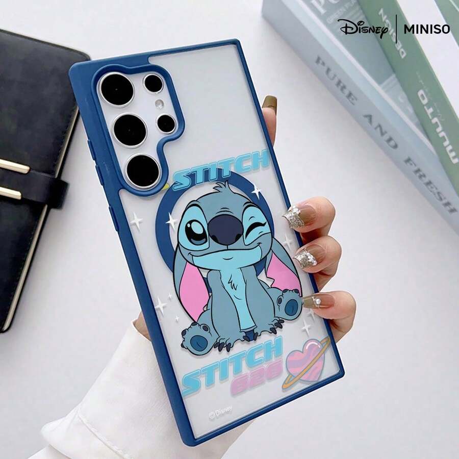 Ốp lưng điện thoại từ tính trong suốt MINISO Disney Stitch 626 Wink, hình trái tim lấp lánh dành cho Samsung S26 Ultra/S26 Edge/S26 Plus/S26/S25 Ultra/S25 Plus/S25/S25FE/S25Edge/S24Ultra/S24Plus/S24/S24FE/S23FE/S23Ultra/S23Plus/S23/S22Ultra/S22Plus/S22/A15/A16/A17/A35/A36//A54/A55/A56/ Quà tặng Giáng sinh cho bạn gái - Màu xanh lam - Xem 1