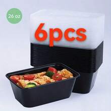 10pcs/30pcs Pre-Meal Containers, 450ml/750ml Curved Plastic Food Storage Containers (With Lids), Instant Meal Containers (), Disposable Food Boxes, Microwave, Dishwasher And Refrigerator Food Containers, Kitchen Accessories - Black - View 10