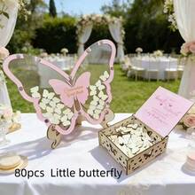 Elegant Butterfly Theme Guest Book Alternative Set - Suitable For Weddings, Graduations, Etc. - Wooden Butterflies, Stand, And Decorative Box - Princess Party And Holiday Decor - View 15