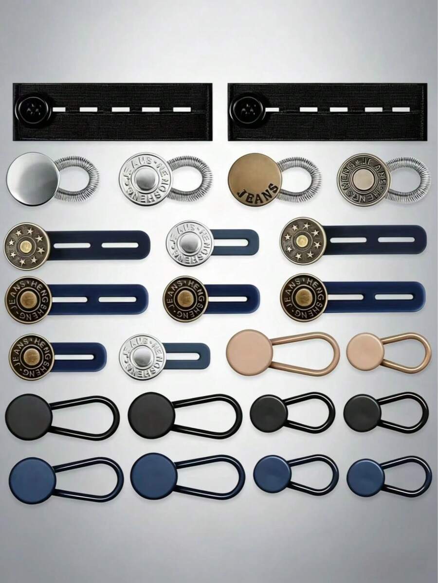 24pcs Button Extenders, 6 Sizes Pants Waistband Extenders, Flexible Adjustable Elastic Waist Extenders For Pants, Seamless Invisible Extender Set, Multi-Color