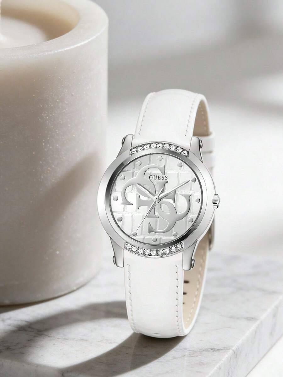Guess 女士石英表，石英机芯，不锈钢表带，不锈钢表壳，防水，适合日常佩戴及各种场合。型号：GW0860L3 - 白色 - 查看 1