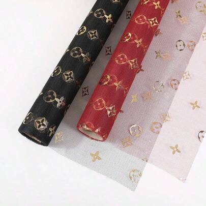 1pc (500*50cm) DIY High-End Packaging Paper, Gift Wrapping Organza Roll With Four-Leaf Clover Pattern, Waterproof Thickened Wrapping Paper For Flower Bouquets, Gift Boxes, Chocolates, Suitable For Father's Day, Mother's Day, Back To School, Graduation Party, Wedding Decor, Bouquet Decoration, Folding Packaging