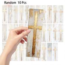 10/20 Pcs Golden Cross Bookmark Abstract Christian Cross Bookmark A Gift For Book Lovers Handcrafted DIY Narrow-Page Collage Technique Ideal For Libraries And EducatorsEaster Gifts(Random) - A - View 9