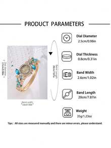 两件套优雅浪漫奢华合成蓝水晶女士手表+钱包套装，送给女友、母亲节、感恩节、开学季、圣诞节的完美礼物 - 彩色 - 查看 6