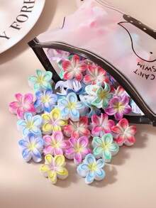 10/20/30pcs Muted Color Diagonal Striped Daisy Flower Hair Clips, Minimalist Cute Bangs Side Clips (Random Color),Festival,Party - Multicolor - View 2