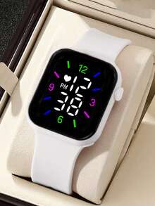 4pcs/Set Sports Watch For Men, Electronic Watch With White Digital Display And Arrow Necklace Jewelry Set - White - View 4