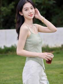 Áo Camisole nữ Y6Y 2026 màu xanh lá cây thanh lịch, thích hợp cho tiệc tùng và đi biển hàng ngày. - màu xanh lá - Xem 6