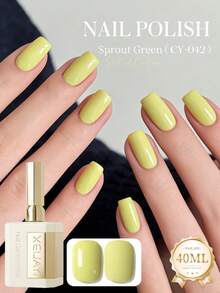 1 Flasche 40ml Frische Sprossen Farbe Nagel Gel Lack, Halbpermanenter Nagel Gel, Entfernbarer UV LED Nagellack, Nagelpflege Produkte, Nail Art Design DIY Dekoration, Geschenk für Frauen für Zuhause oder Salon - Gelb - Übersicht 2