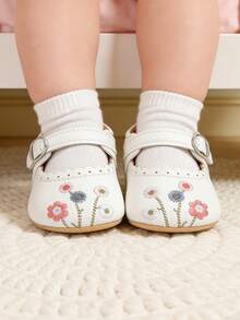 Giày búp bê Mary Jane cho bé gái sơ sinh, đế mềm chống trơn trượt, thích hợp làm giày công chúa dự tiệc cưới. - trắng - Xem 11