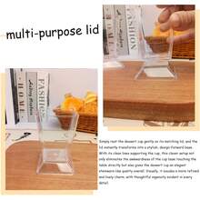 25/50/100 piezas Vasos cuadrados transparentes de 5oz/150ml para parfait - Vasos desechables para postres para fiestas. Opcional: Cuchara/Tapa - Ver 6