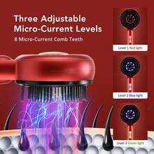 Hailicare Lược massage da đầu điện tử 3 chế độ EMS, đèn đỏ, bình chứa dung dịch 6ml, sạc USB, dụng cụ chăm sóc tóc tại nhà sử dụng hàng ngày. - Đỏ - Xem 3