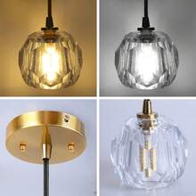 CANMEIJIA Lámparas Colgantes de Techo Modernas 2 Pack,Lamparas Colgantes de techo Cristal Decorativa,Vintage Luz Colgante para Cocina Comedor Recamara Sala de Estar(Sin Bombilla) - Dorado - Ver 2