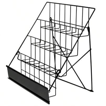 4 Tier Wire Book Magazine Counter Card Rack Display Stand In White Black