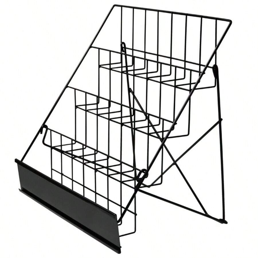 4 Tier Wire Book Magazine Counter Card Rack Display Stand In White Black - View 1