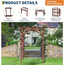 Arches, Arbours, Pergolas, & Bridges - Flat Roof + Arched Shape, Teak Color - View 4