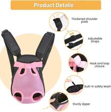 Dog Backpack Carrier/Cat Carrier, Adjustable Pet Front Carriers Travel Bag For Puppy Medium Dogs, Legs Out, Soft Ventilated Doggie Chest Carry Backpacks For Hiking/Camping, 2.5-4 Lbs, Pink - Pink - View 6