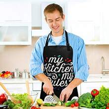 Adjustable Waterproof Apron Bib Apron With 2 Pockets Cooking Kitchen Aprons For Women Men Chef - 我的廚房,我的規則,圍裙 - 查看 3