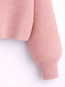 Women's Rose Knit Cropped High Neck Sweater With Off-The-Shoulder Design For Winter - Rosa vieja - Ver 3
