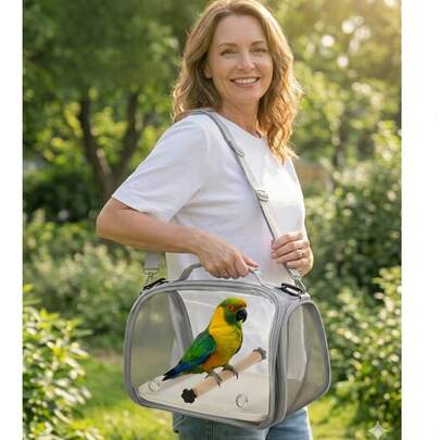 Portable Foldable Parrot Carrier Bag, Handheld & Shoulder Parrot Cage For Outdoor Use, Suitable For Cockatiel And Other Small Pets