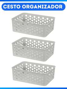Kit 3 Small Multipurpose Organizer Baskets 19x13x6Cm Colors - 半透明 - 查看 1